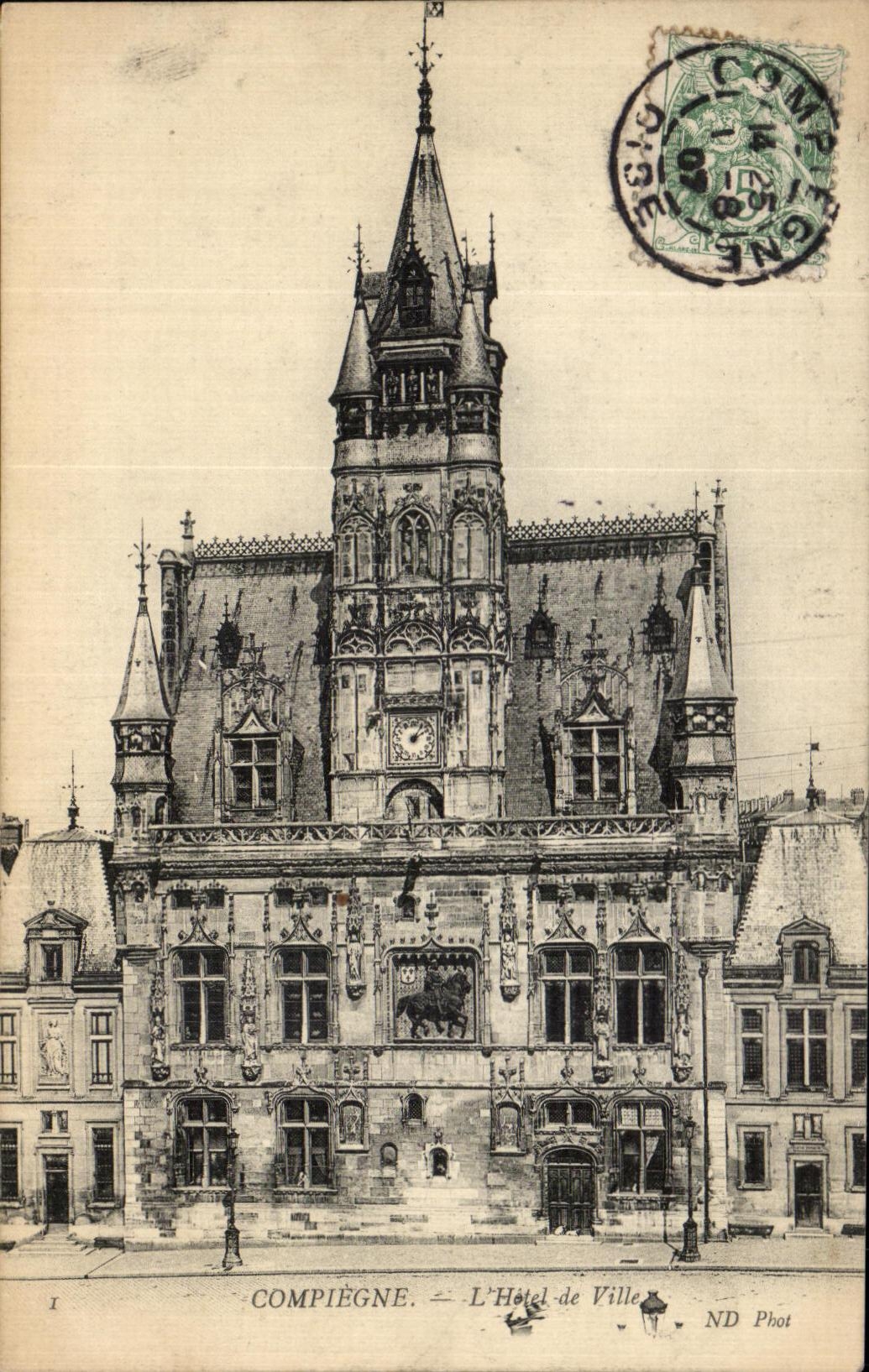 VINTAGE POSTCARD Compiegne L Town hall