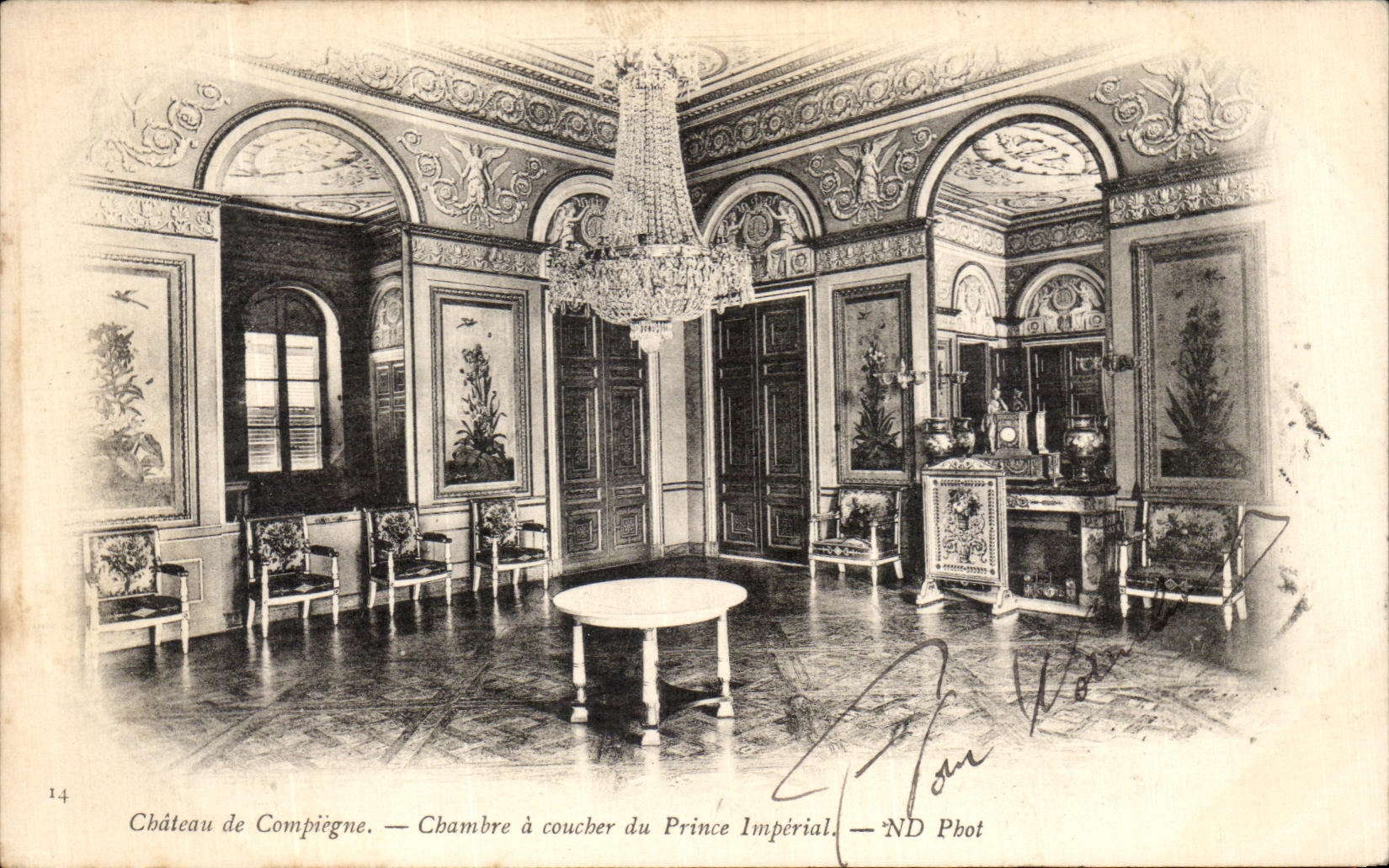 VINTAGE POSTCARD Compiegne the Castle Room has Coucher of Prince Imperial