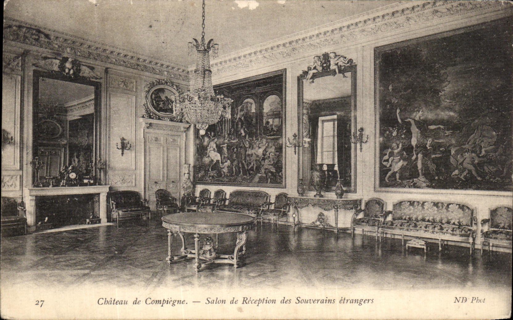 VINTAGE POSTCARD Compiegne Reception room of the foreign Sovereigns