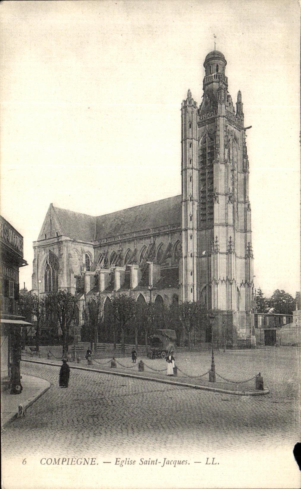 VINTAGE POSTCARD Compiegne Church Jacques Saint
