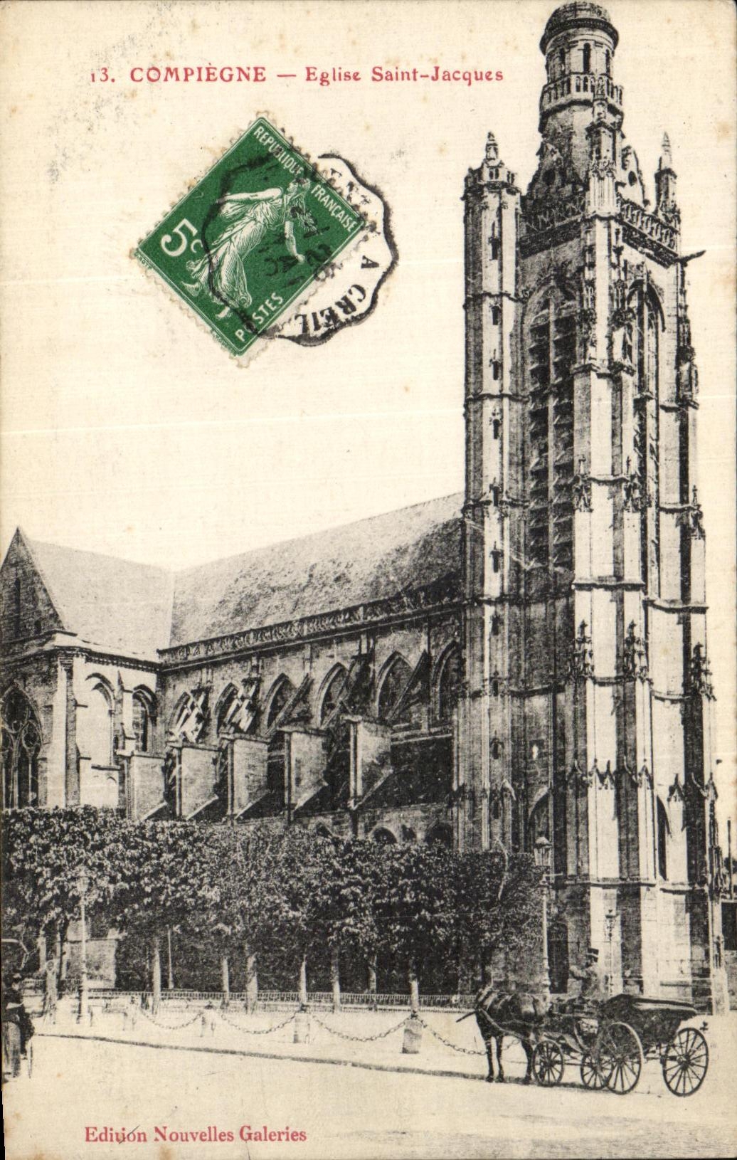 VINTAGE POSTCARD Compiegne Church Jacques Saint
