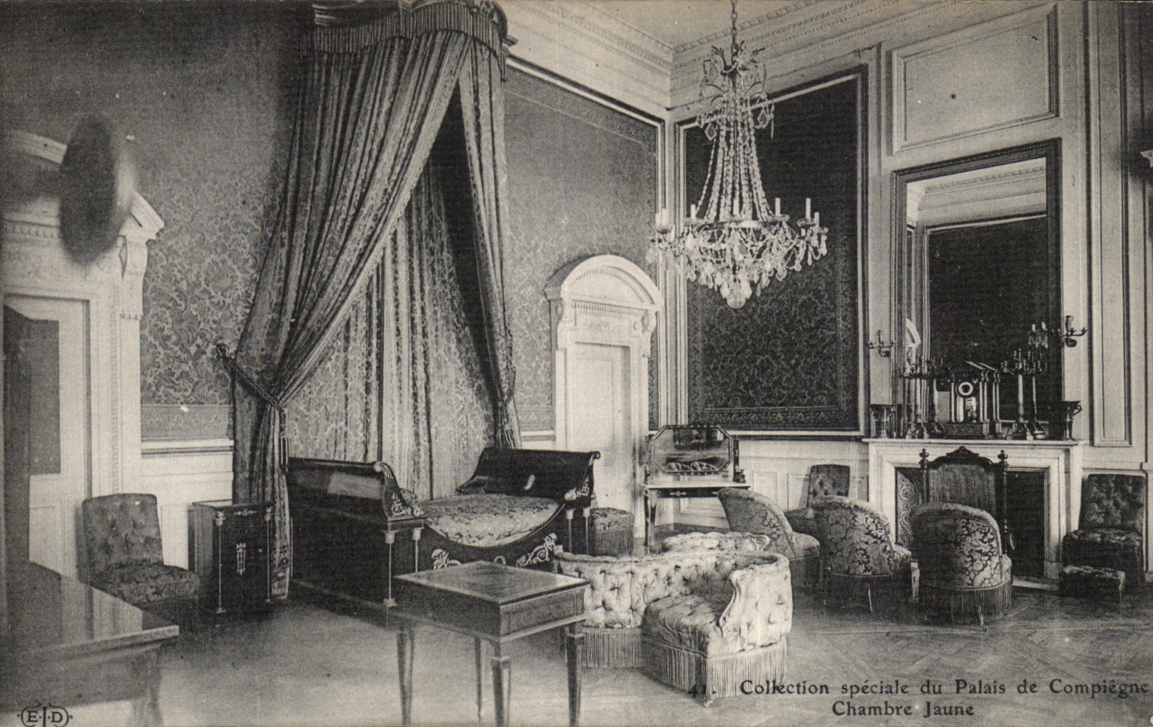 VINTAGE POSTCARD Compiegne the yellow Castle Room