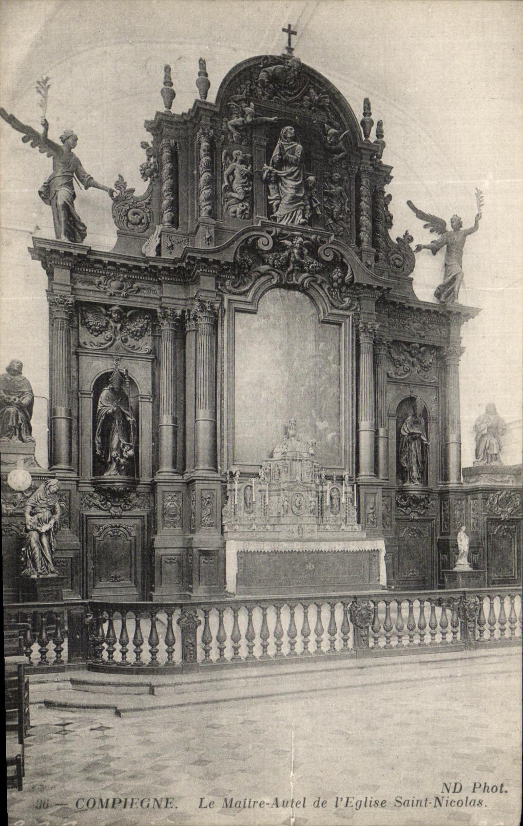 VINTAGE POSTCARD Compiegne the Master Furnace bridge of L Church Saint Nicolas