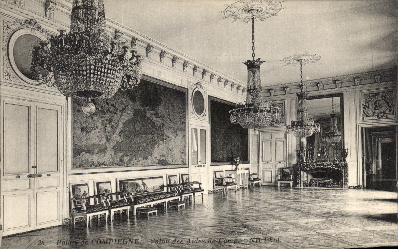 VINTAGE POSTCARD Compiegne Living room of the Aide de camps