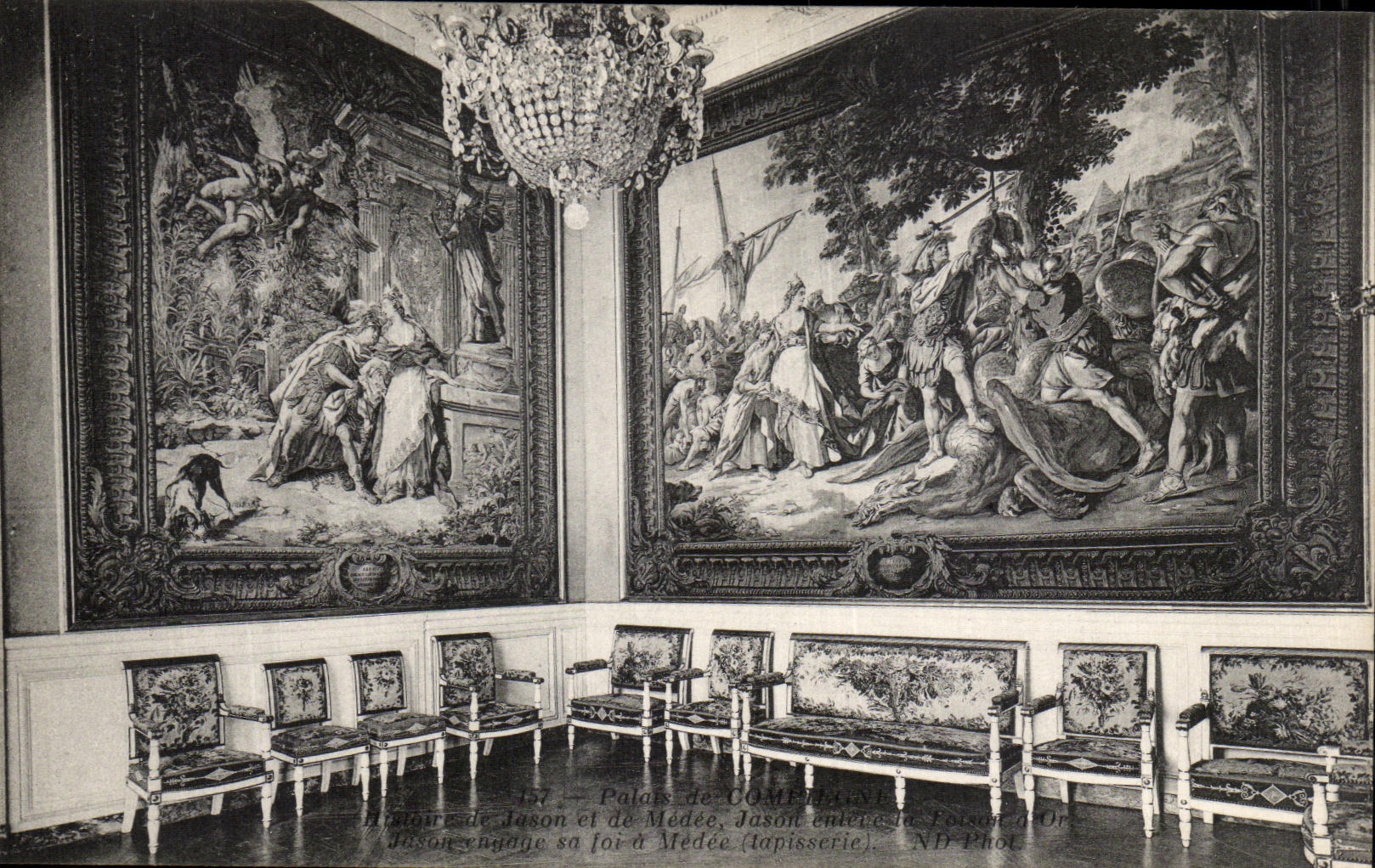 VINTAGE POSTCARD Compiegne palate History of Jason and Medee Jason removes the Fleece D gold