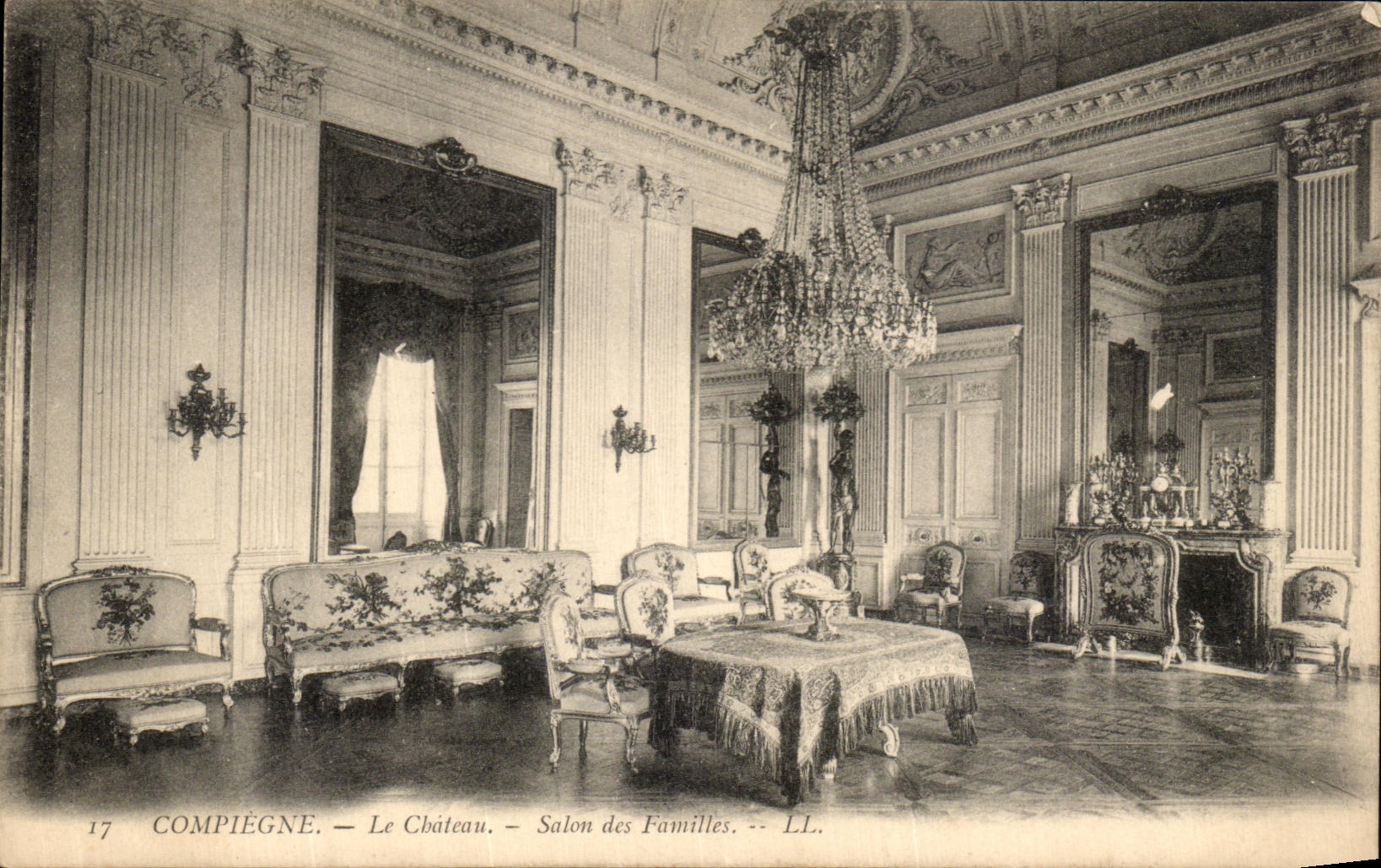 VINTAGE POSTCARD Compiegne the Castle Living room of the Families