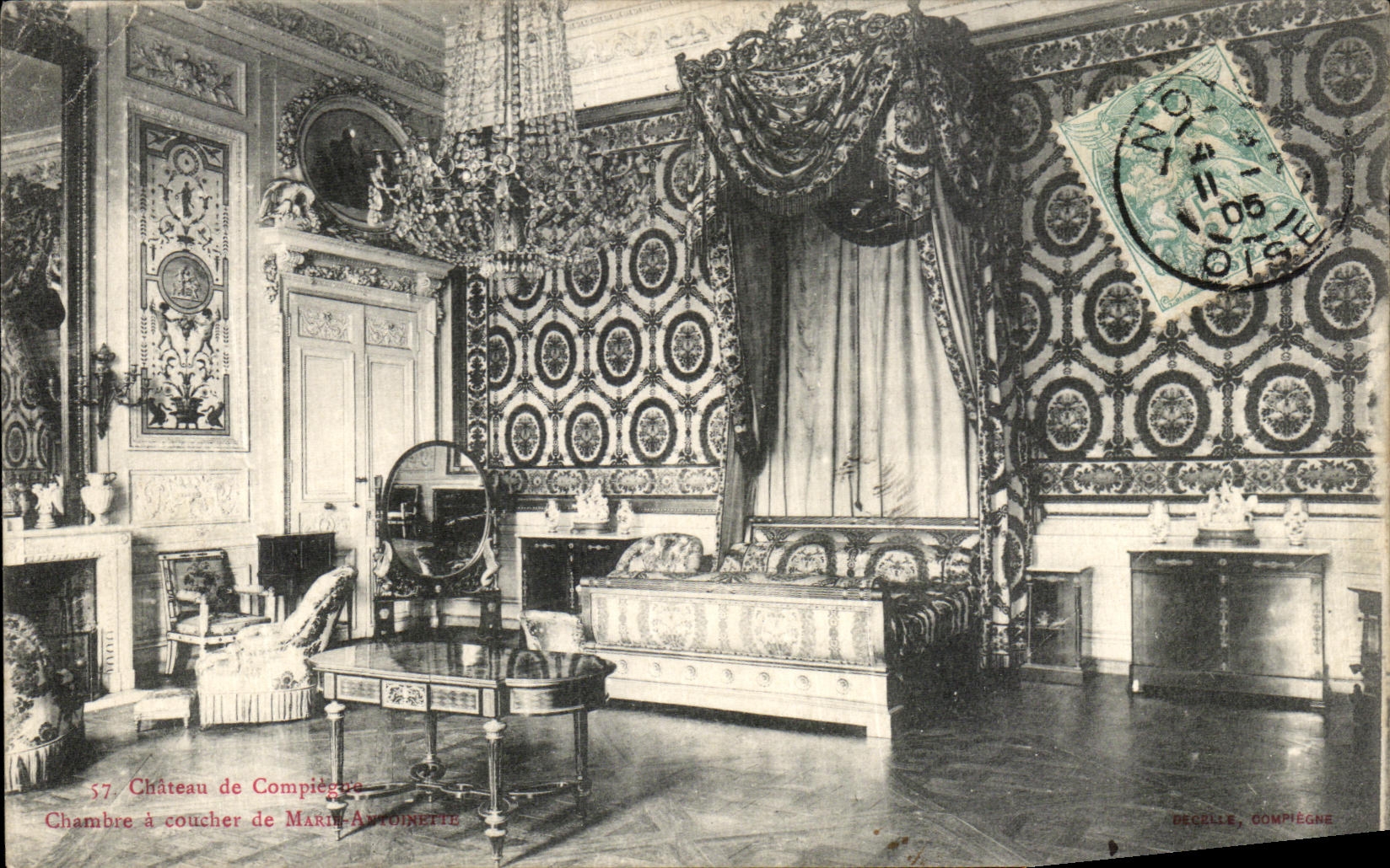 VINTAGE POSTCARD Compiegne the Castle Room has to sleep of Marie Antoinette