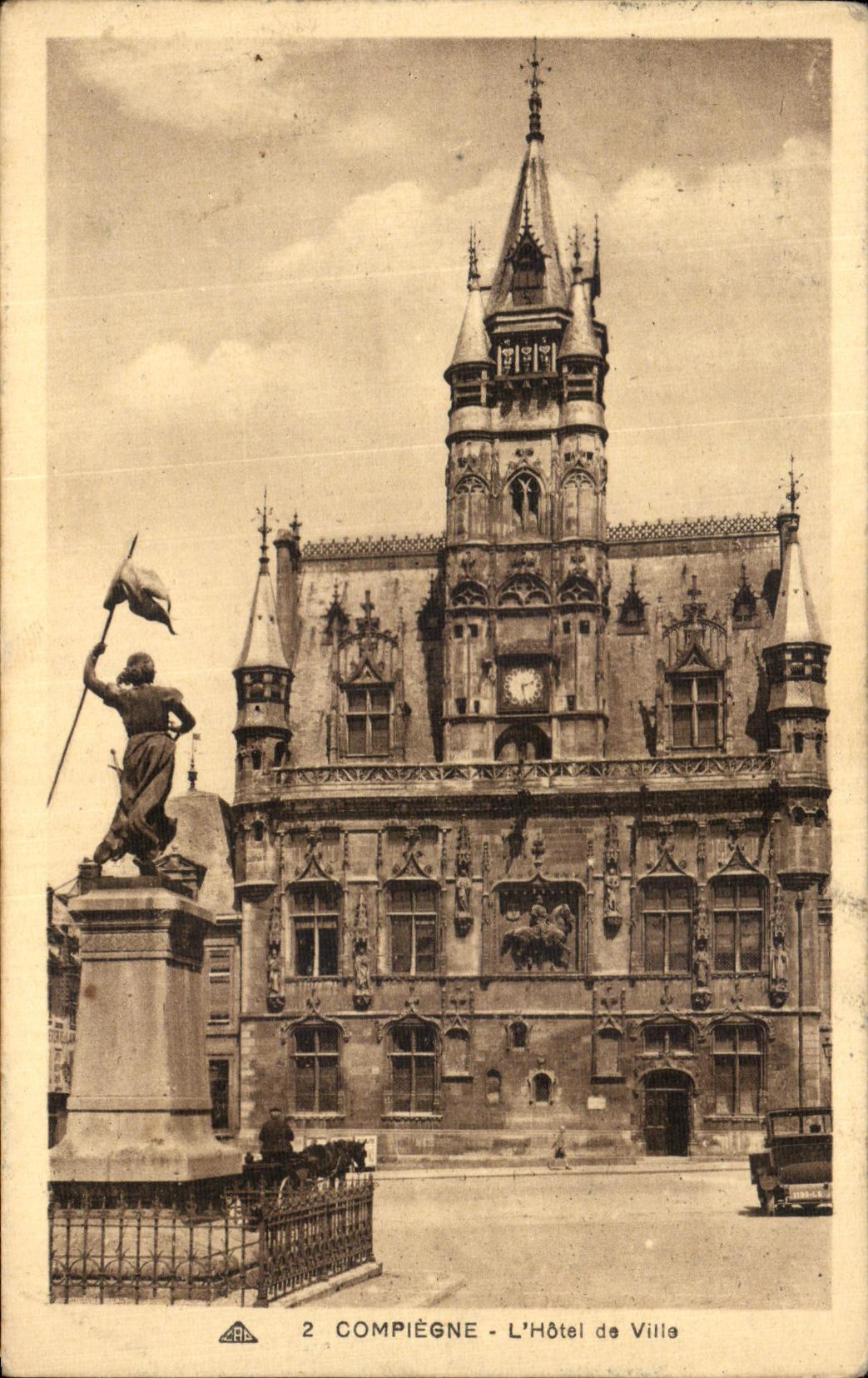 VINTAGE POSTCARD Compiegne L town hall