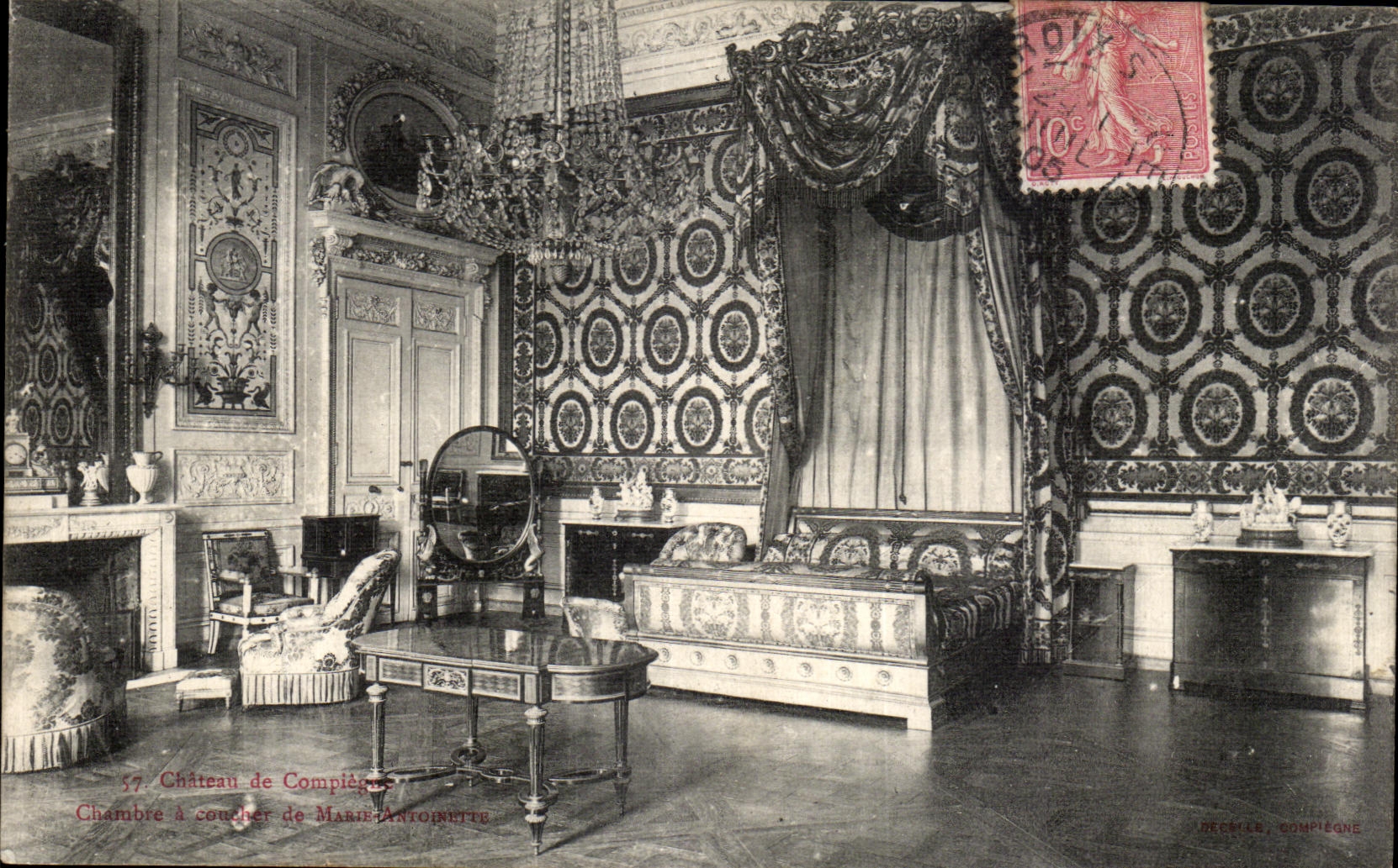 VINTAGE POSTCARD Compiegne Castle Room has to sleep of Marie Antoinette