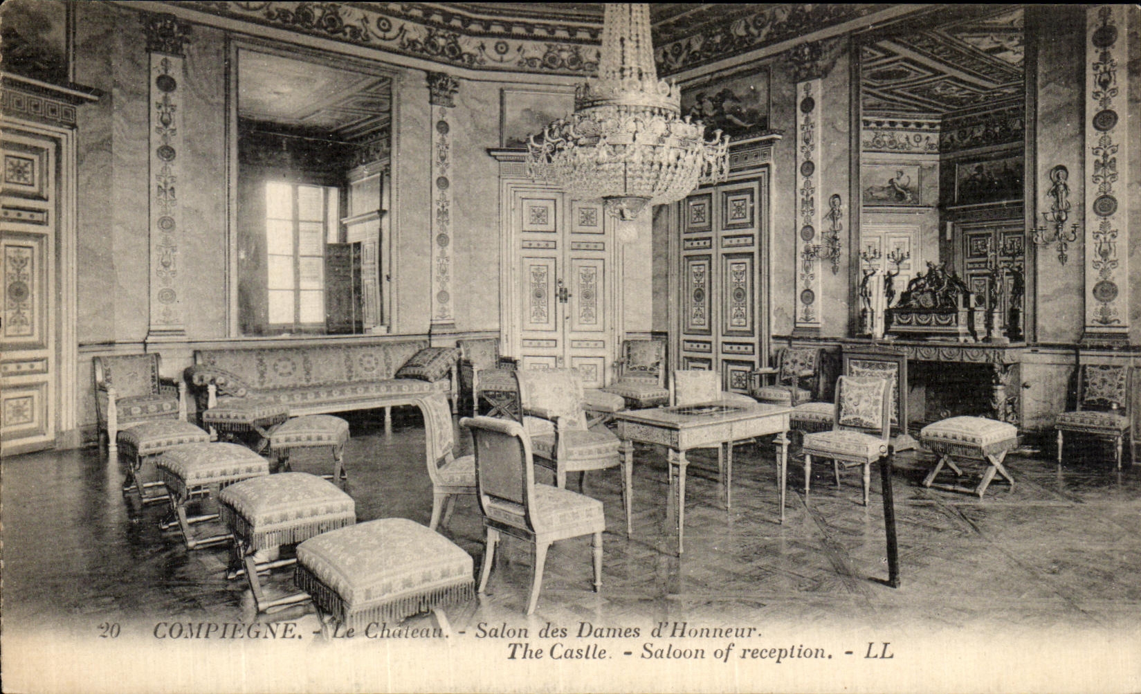 VINTAGE POSTCARD Compiegne the Castle Room Living room of the Lady D Honor