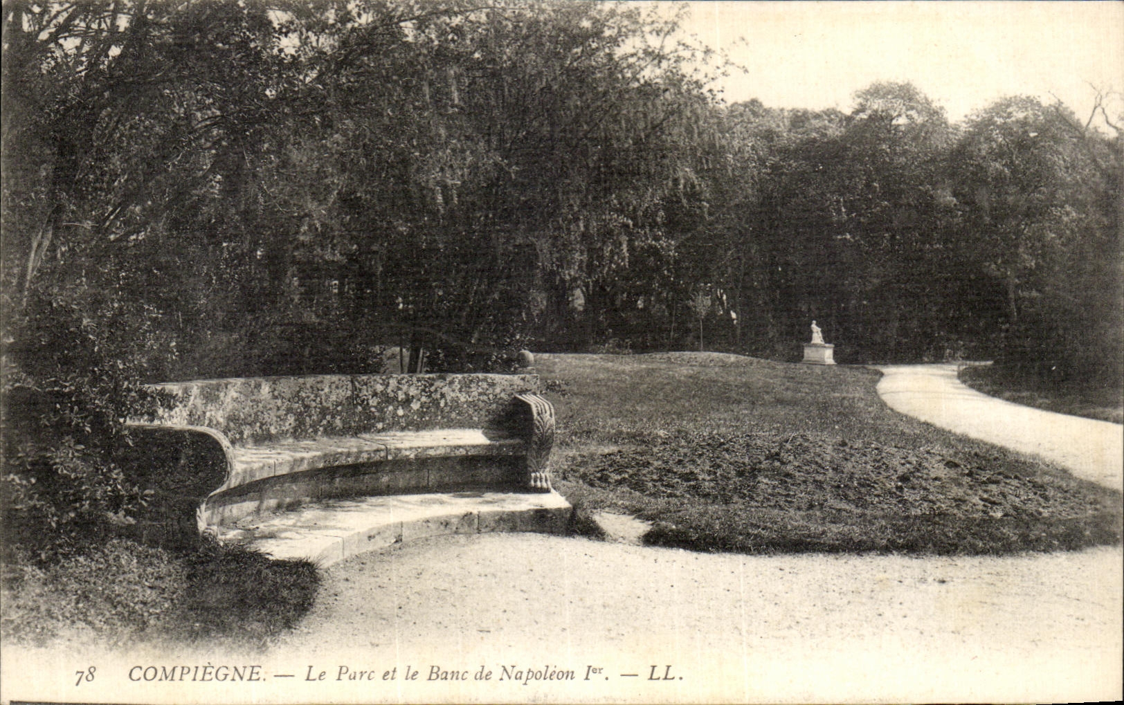 VINTAGE POSTCARD Compiegne the Park and the Bench of Napoleon 1st