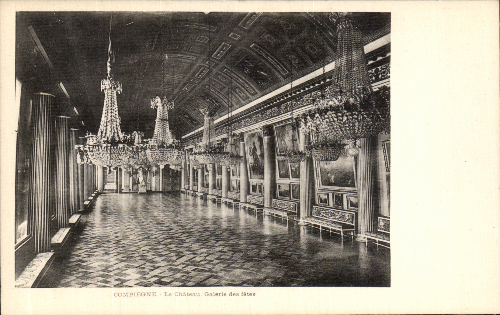 VINTAGE POSTCARD Compiegne the Galarie Castle of the Festivals