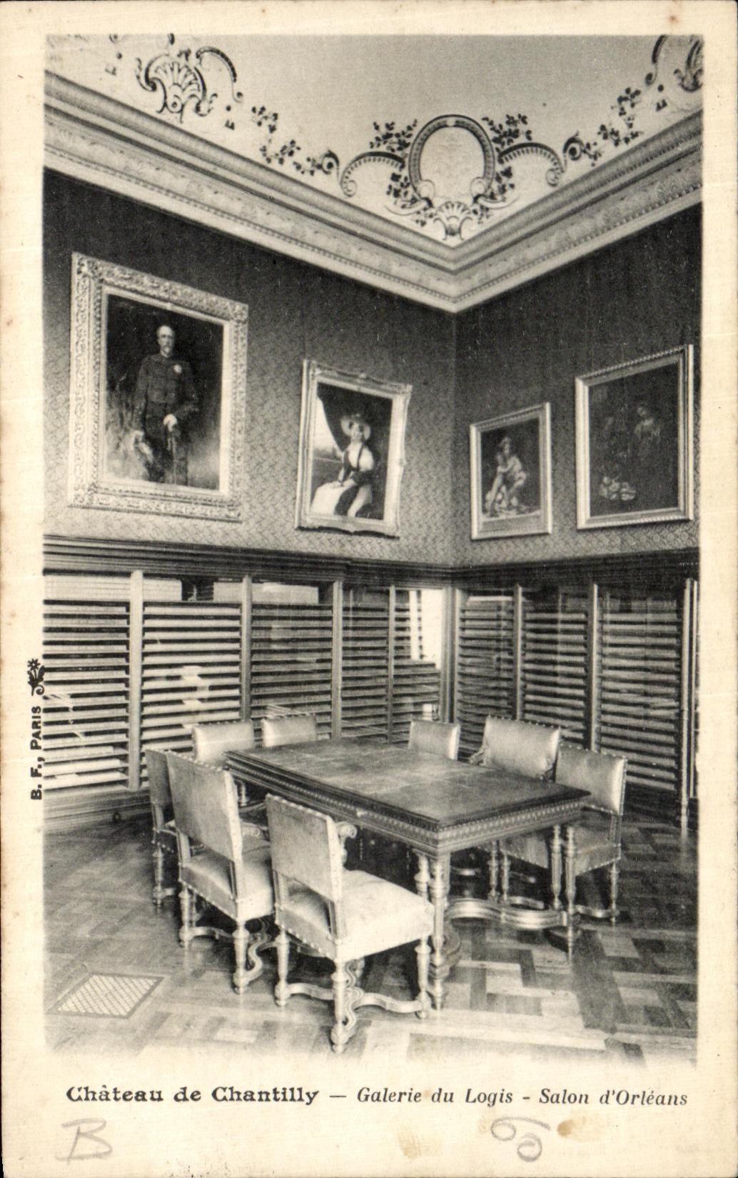 VINTAGE POSTCARD Castle Of Chantilly Gallery of the Home Living room D Orleans