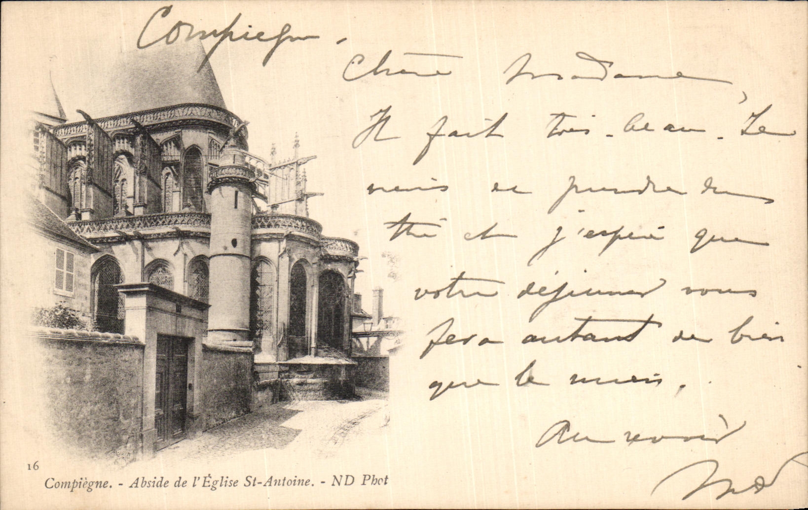 VINTAGE POSTCARD Compiegne Apse of L Church St Antoine
