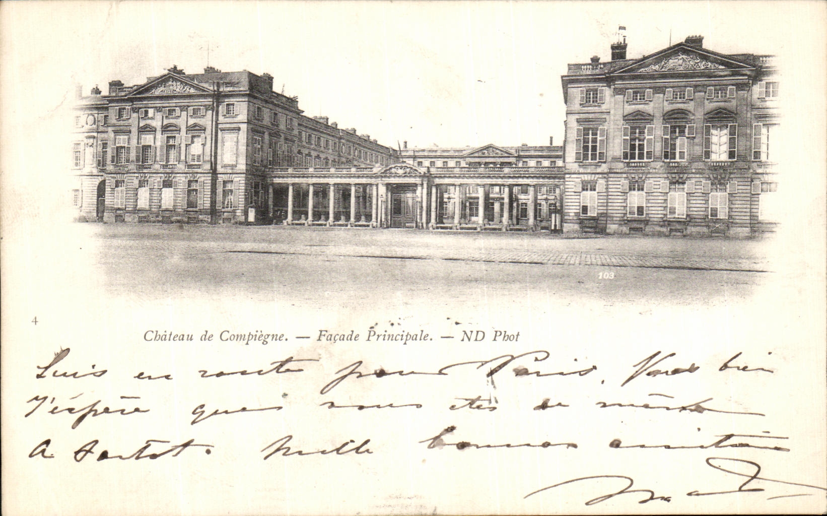VINTAGE POSTCARD Castle of Compiegne Principal Frontage