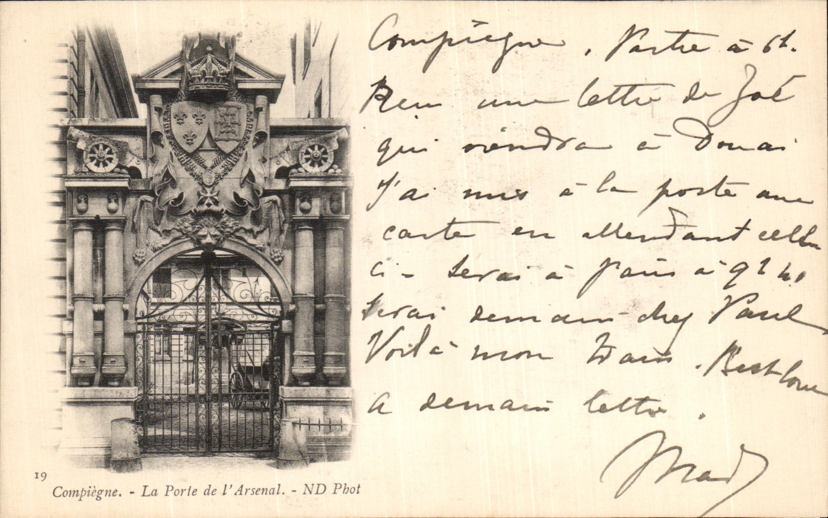 VINTAGE POSTCARD Compiegne the Gate of L Arsenal