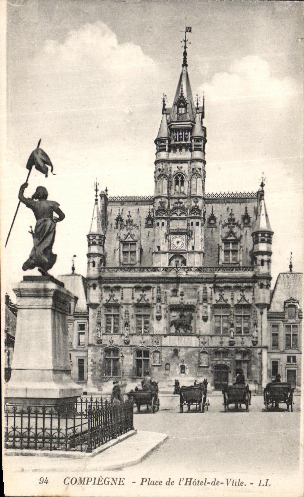 VINTAGE POSTCARD Compiegne Places L Town hall