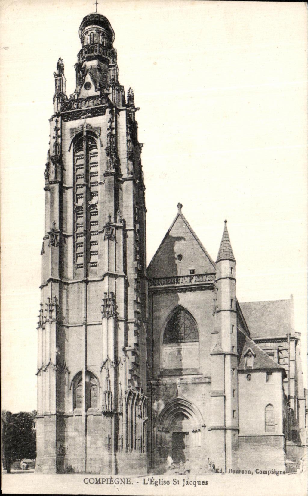 VINTAGE POSTCARD Compiegne L Church St Jacques