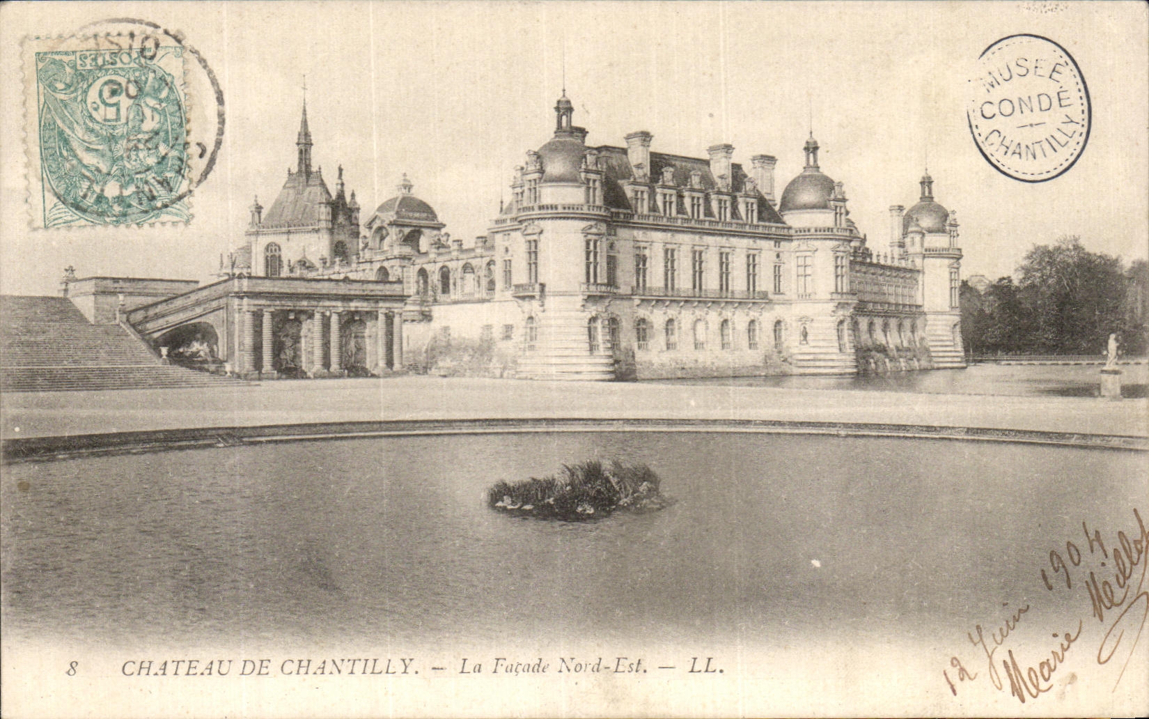 VINTAGE POSTCARD Castle of Chantilly the Northern Frontage Is