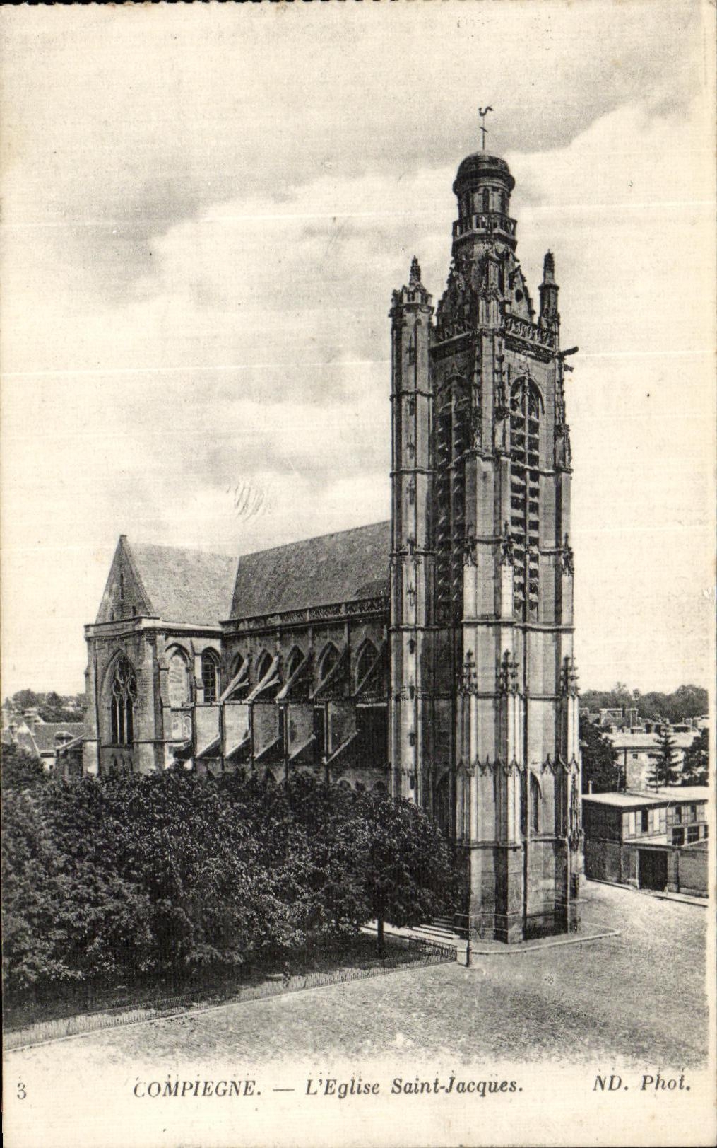 VINTAGE POSTCARD Compiegne L Church Holy Jacques