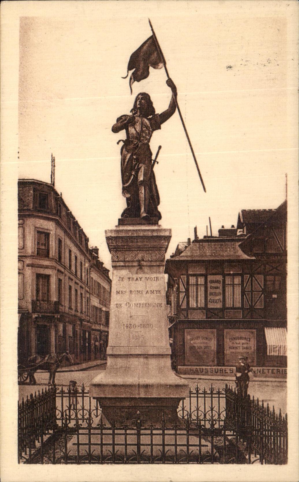 VINTAGE POSTCARD Compiegne the Statue Of co  Jeanne D Arc