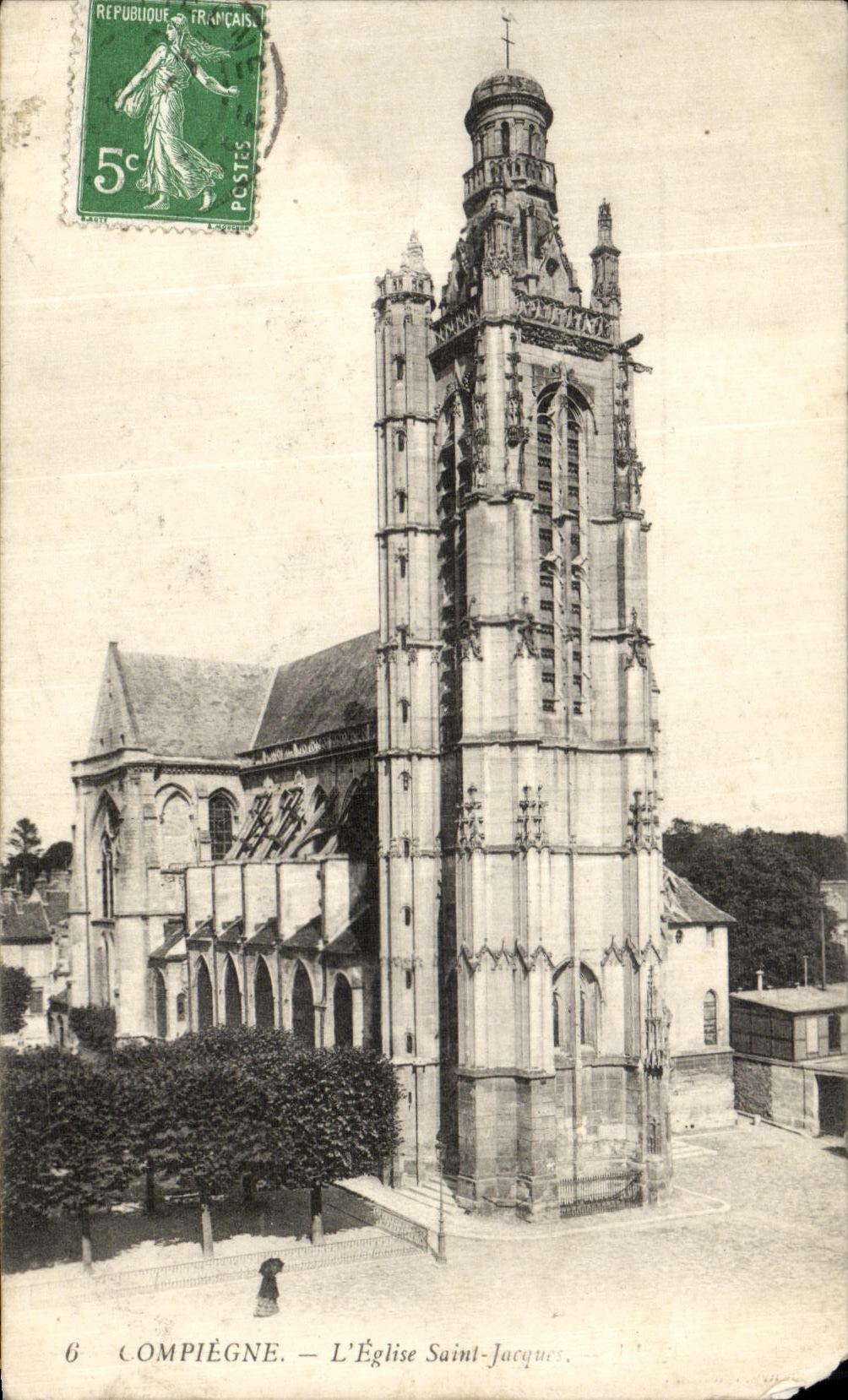 VINTAGE POSTCARD Compiegne L Church Holy Jacques