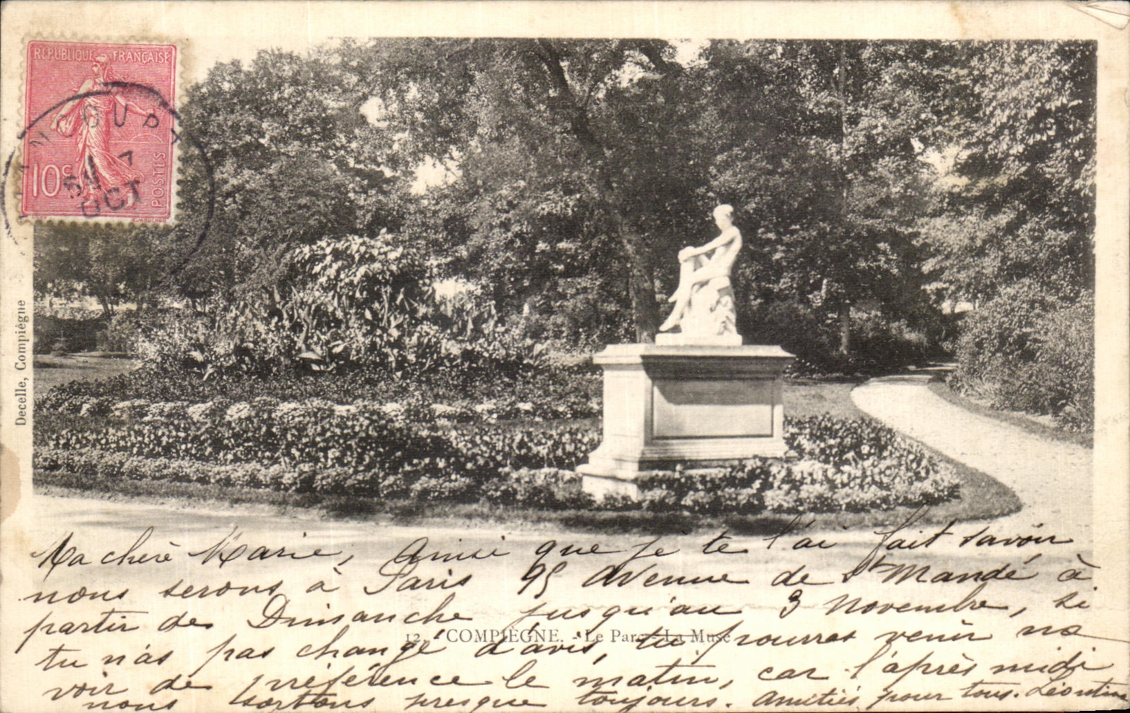 VINTAGE POSTCARD Compiegne the Park the MUSE