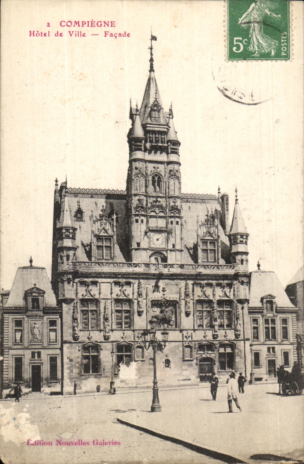 VINTAGE POSTCARD Compiegne Town hall Frontage