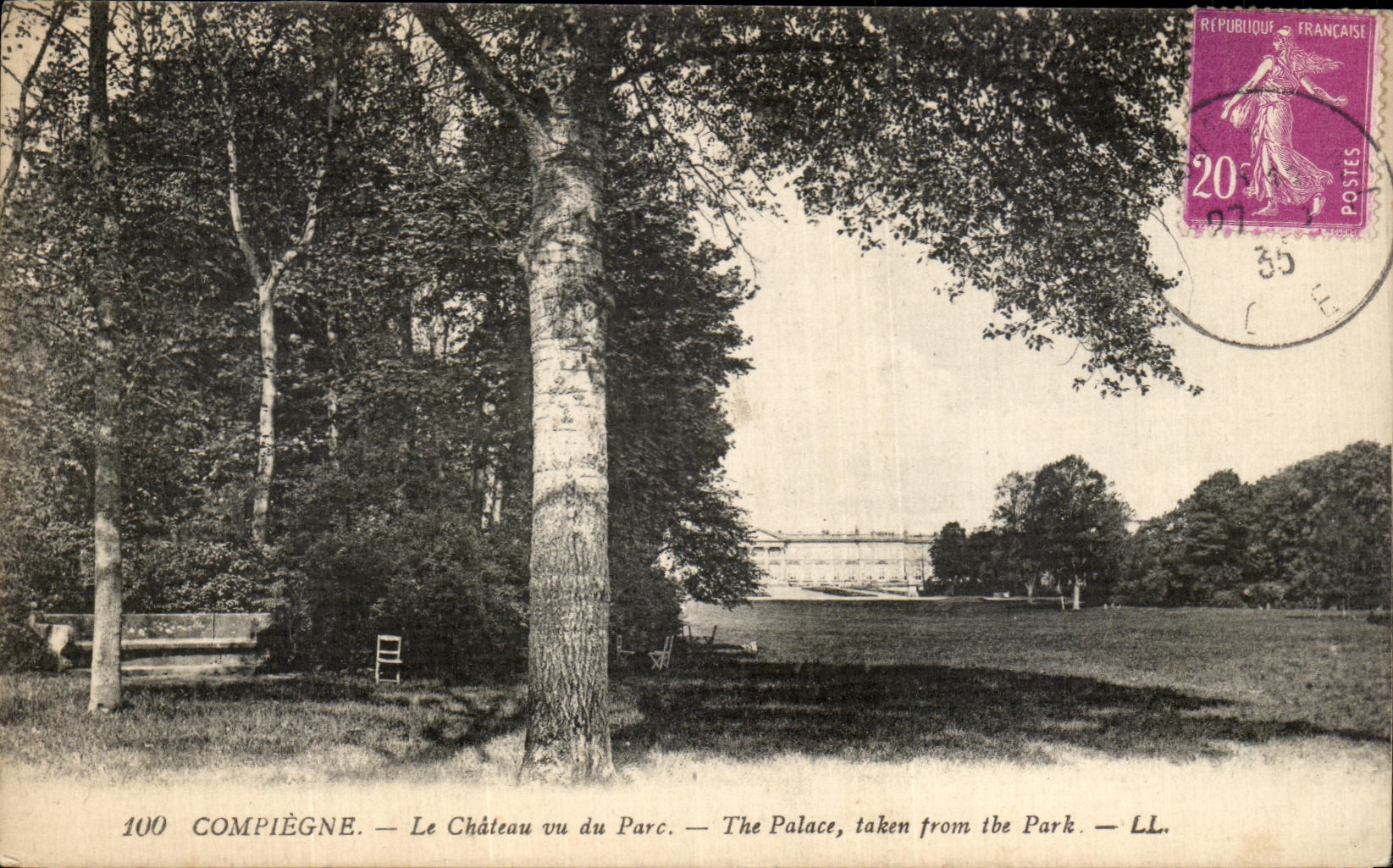 VINTAGE POSTCARD Compiegne the Castle seen of the Park