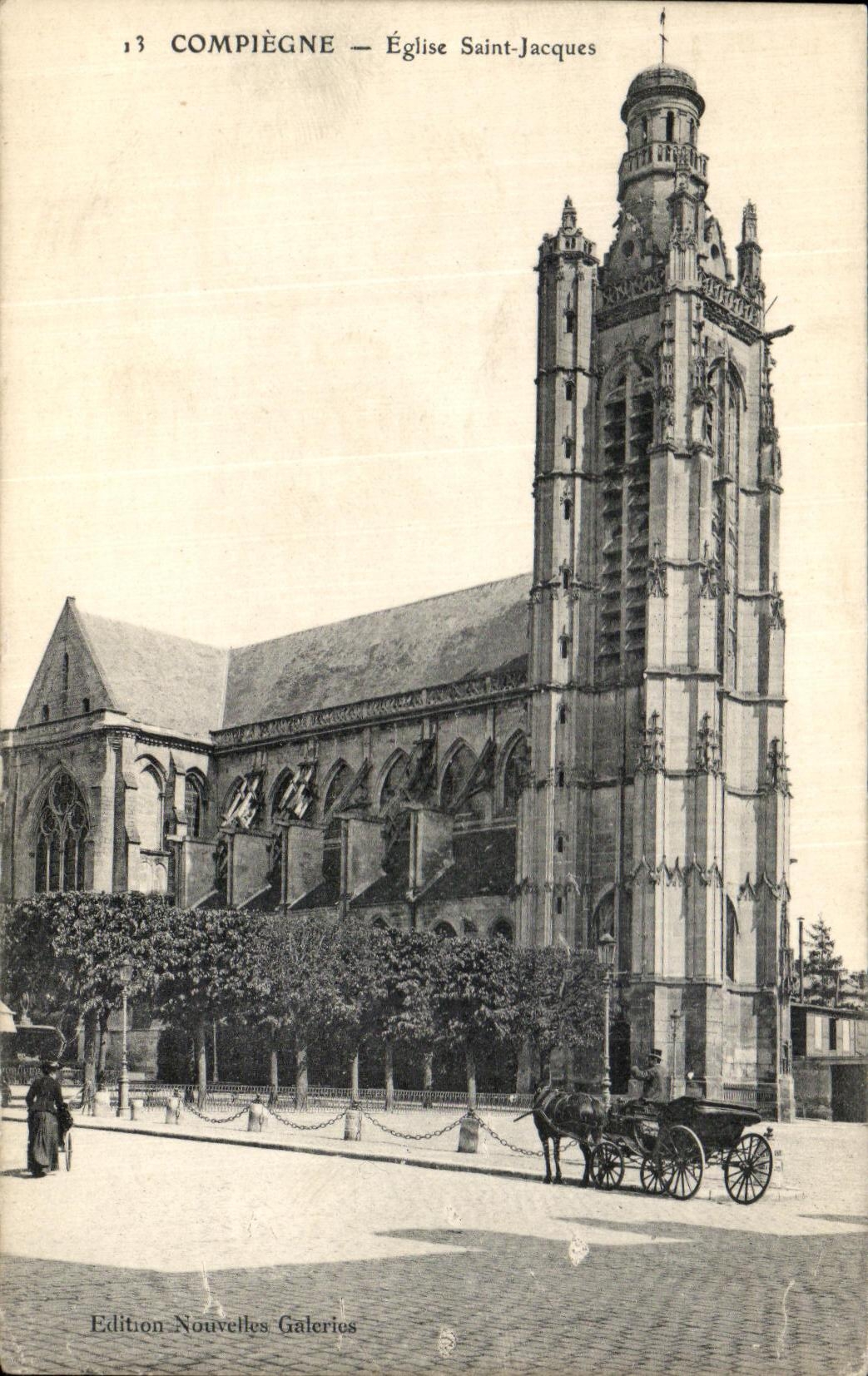 VINTAGE POSTCARD Compiegne Church Jacques Saint