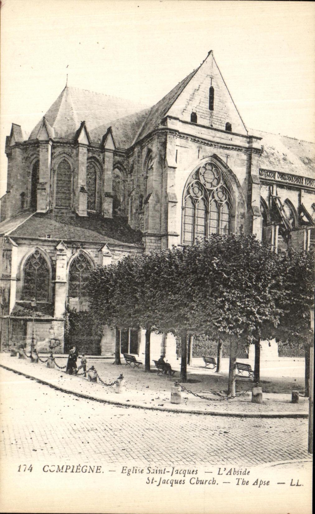 VINTAGE POSTCARD Compiegne Church Jacques Saint