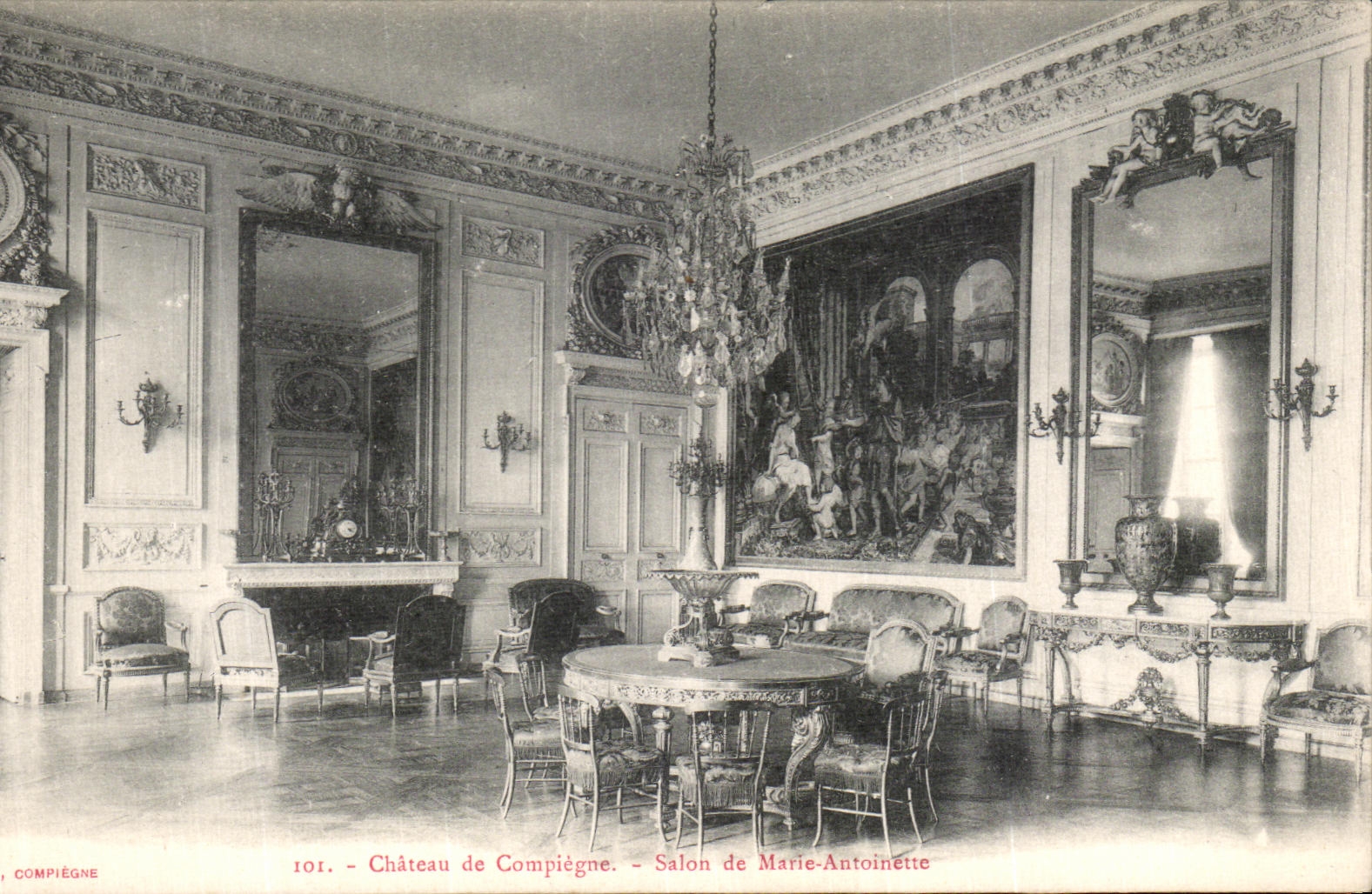 VINTAGE POSTCARD Castle of Compiegne Living room of Marie Antoinette
