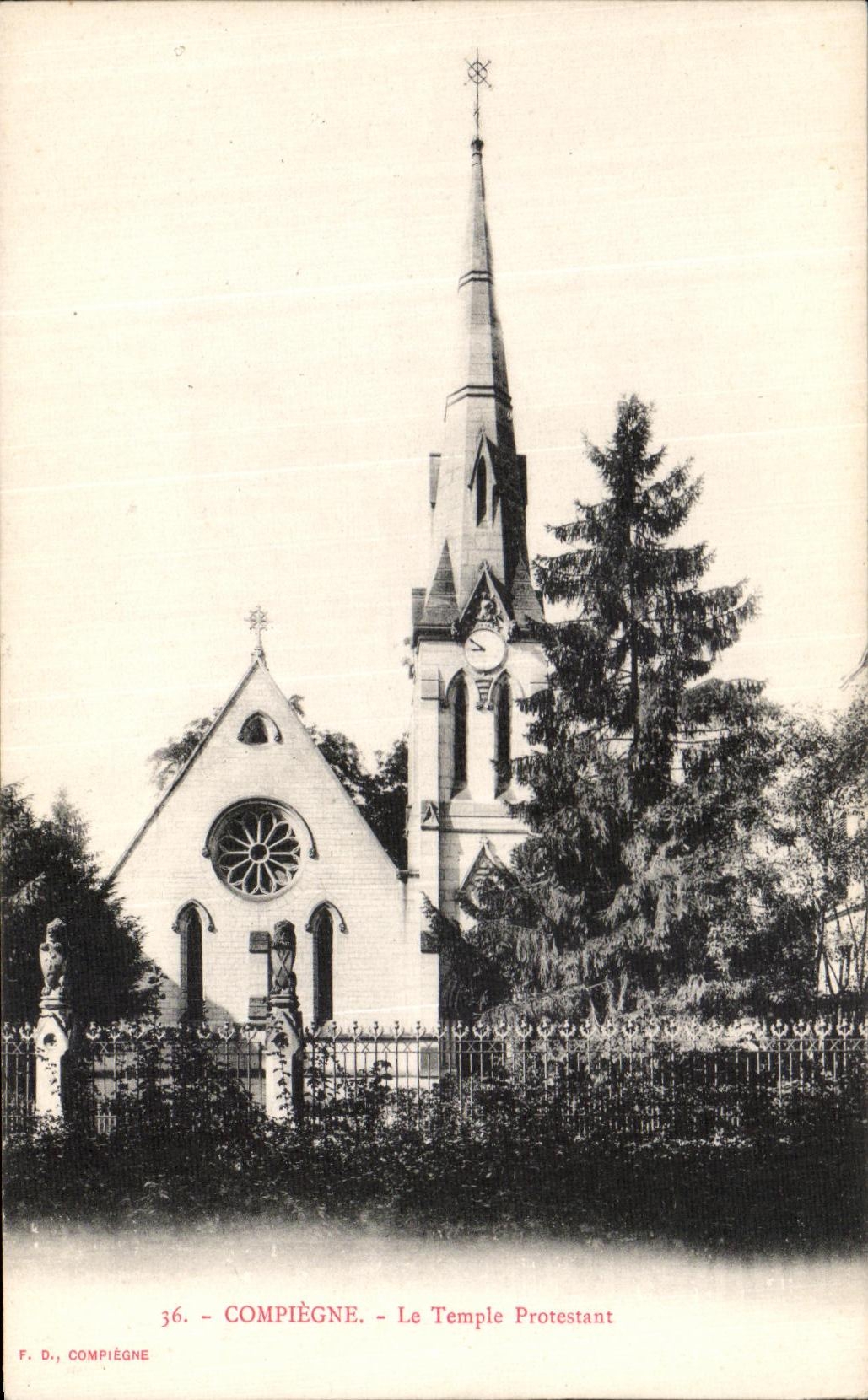 VINTAGE POSTCARD Compiegne the Protestant Temple