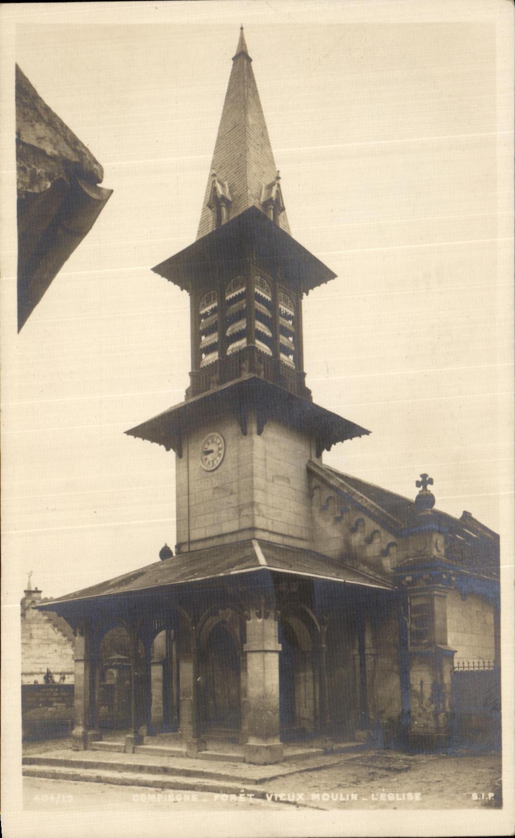 VINTAGE POSTCARD Compiegne Old mill L church