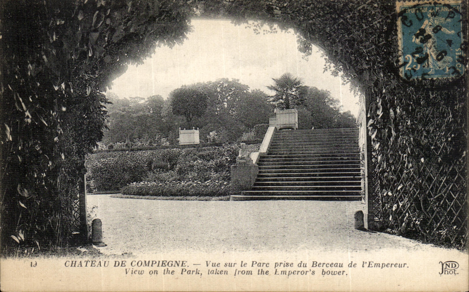 VINTAGE POSTCARD Castle of Compiegne Seen on the park taken of the cradle of L emperor