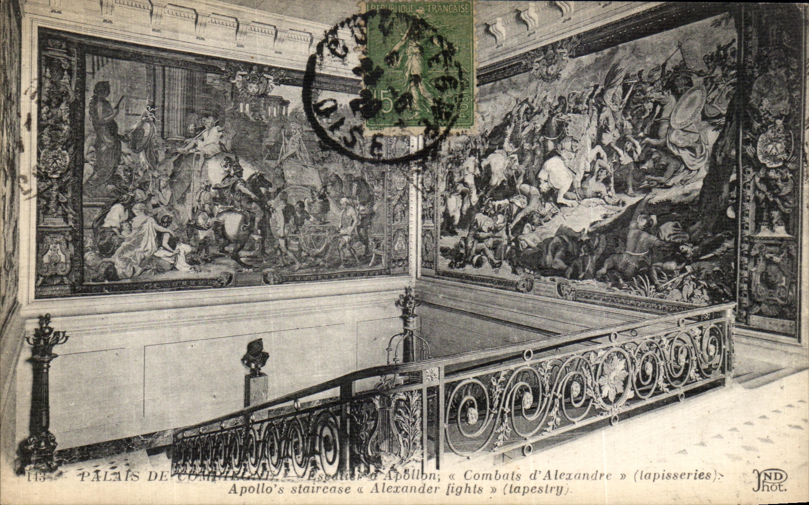 VINTAGE POSTCARD Palate Castle of Compiegne Staircase D Apollo