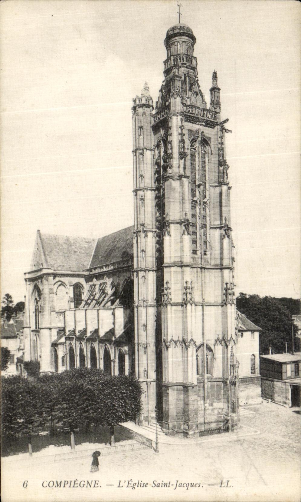 VINTAGE POSTCARD Compiegne L Church Holy Jacques