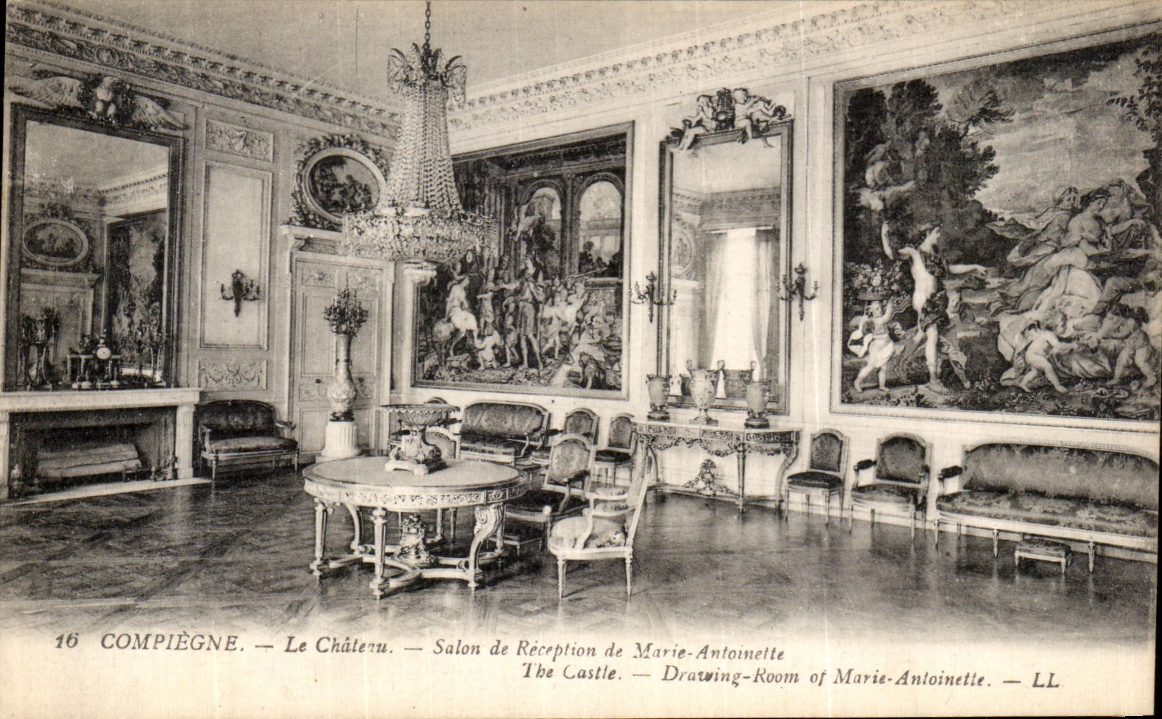 VINTAGE POSTCARD Compiegne the Castle Reception room of Marie Antoinette