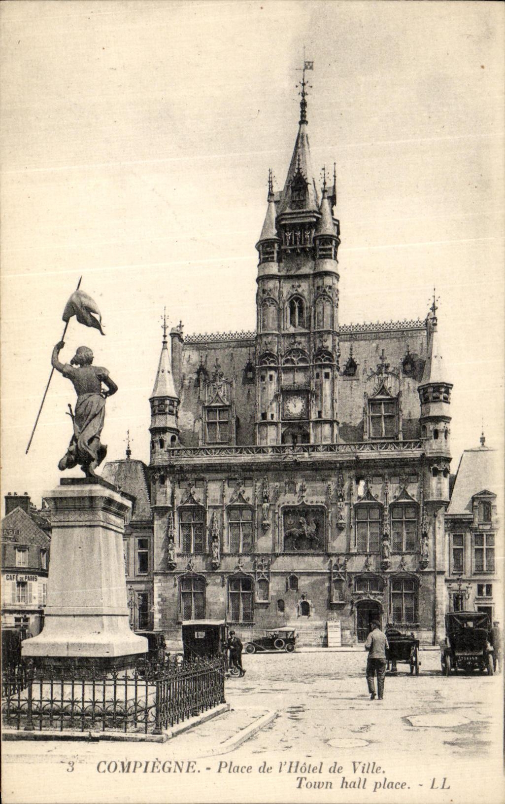 VINTAGE POSTCARD Compiegne Places L Town hall