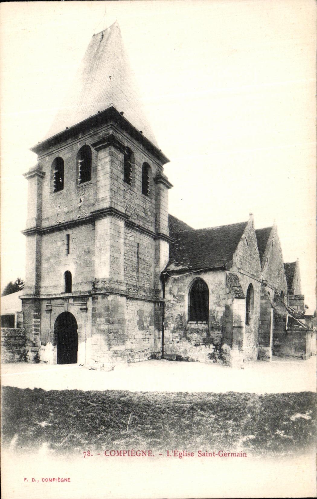VINTAGE POSTCARD Compiegne L Church Saint Germain