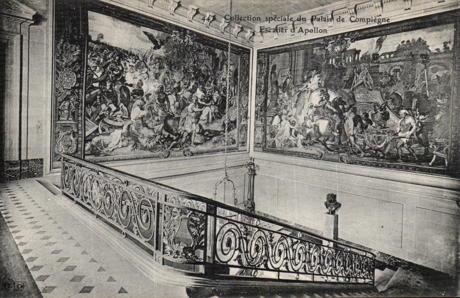 VINTAGE POSTCARD Collection Special of the Palate of Compiegne staircase D Apollo