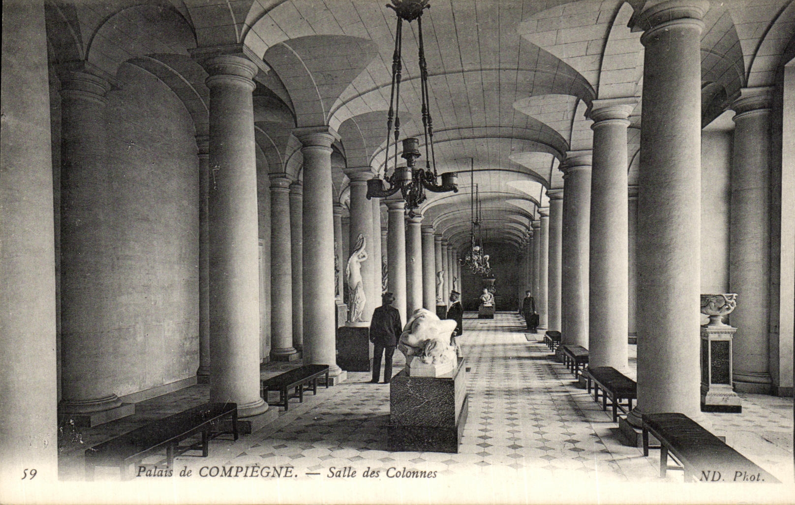 VINTAGE POSTCARD Palate of Compiegne Room of the columns