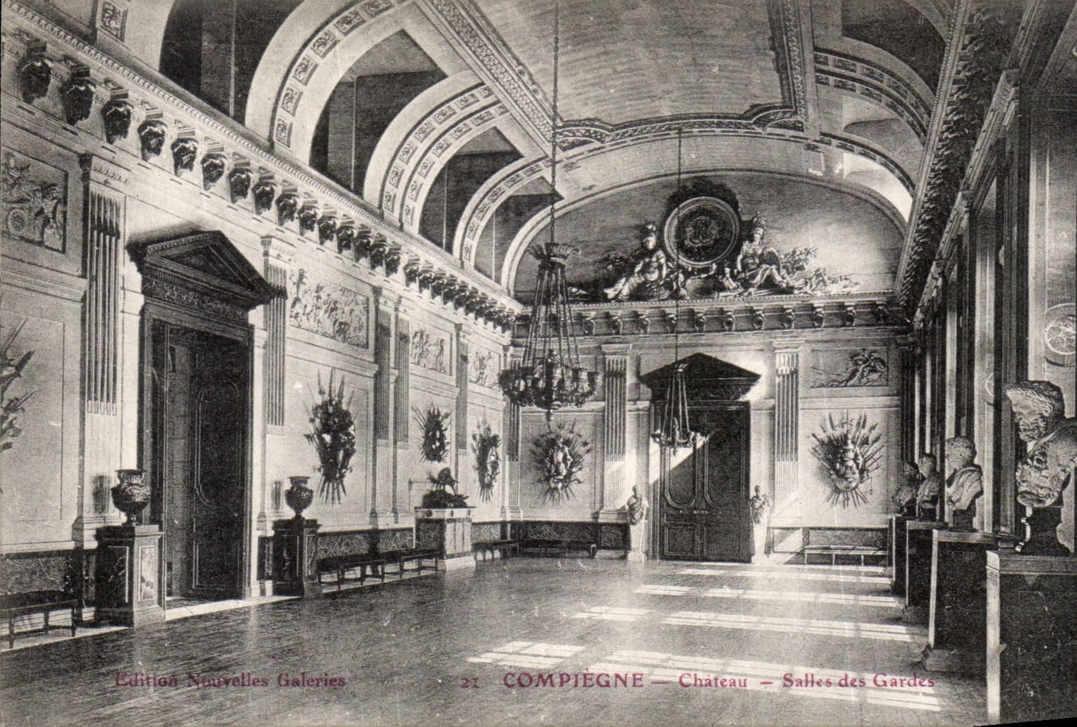 VINTAGE POSTCARD Compiegne Castle Room of the guards