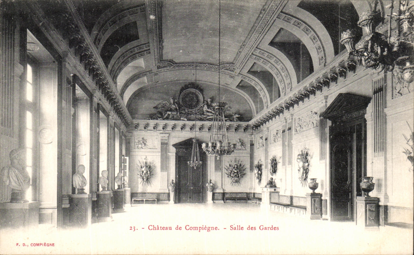 VINTAGE POSTCARD Castle of Compiegne Room of the guards