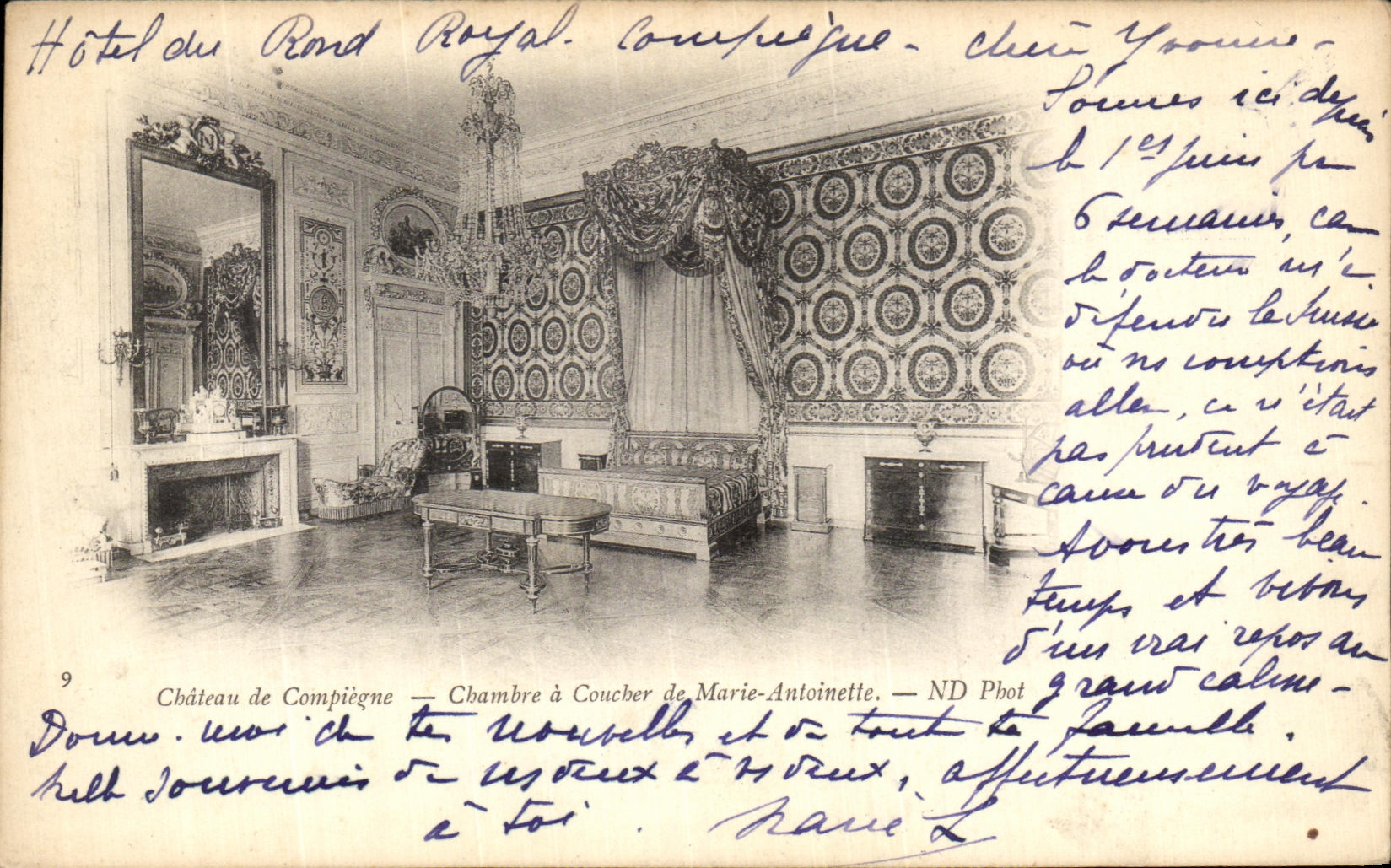 VINTAGE POSTCARD Castle of Compiegne Chambre has to sleep of Marie Antoinette