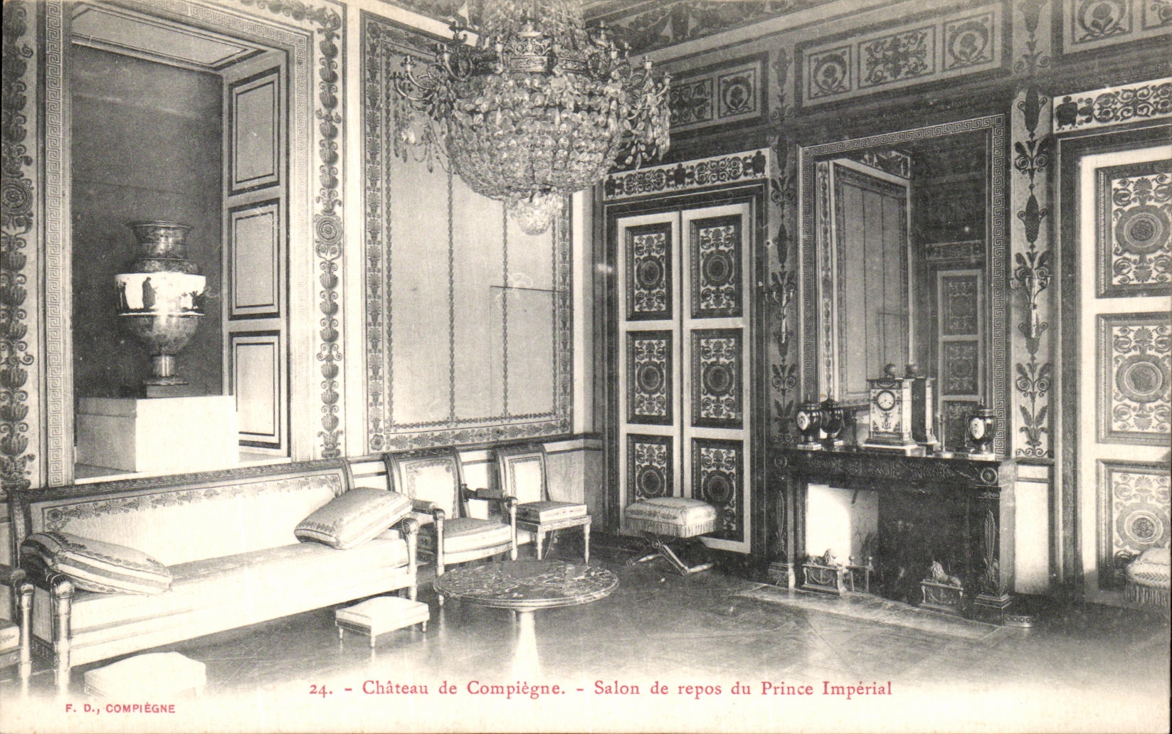 VINTAGE POSTCARD Castle of Compiegne Living room of rest of the imperial prince