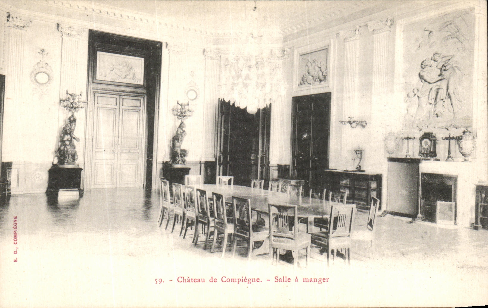 VINTAGE POSTCARD Castle of Compiegne Dining room