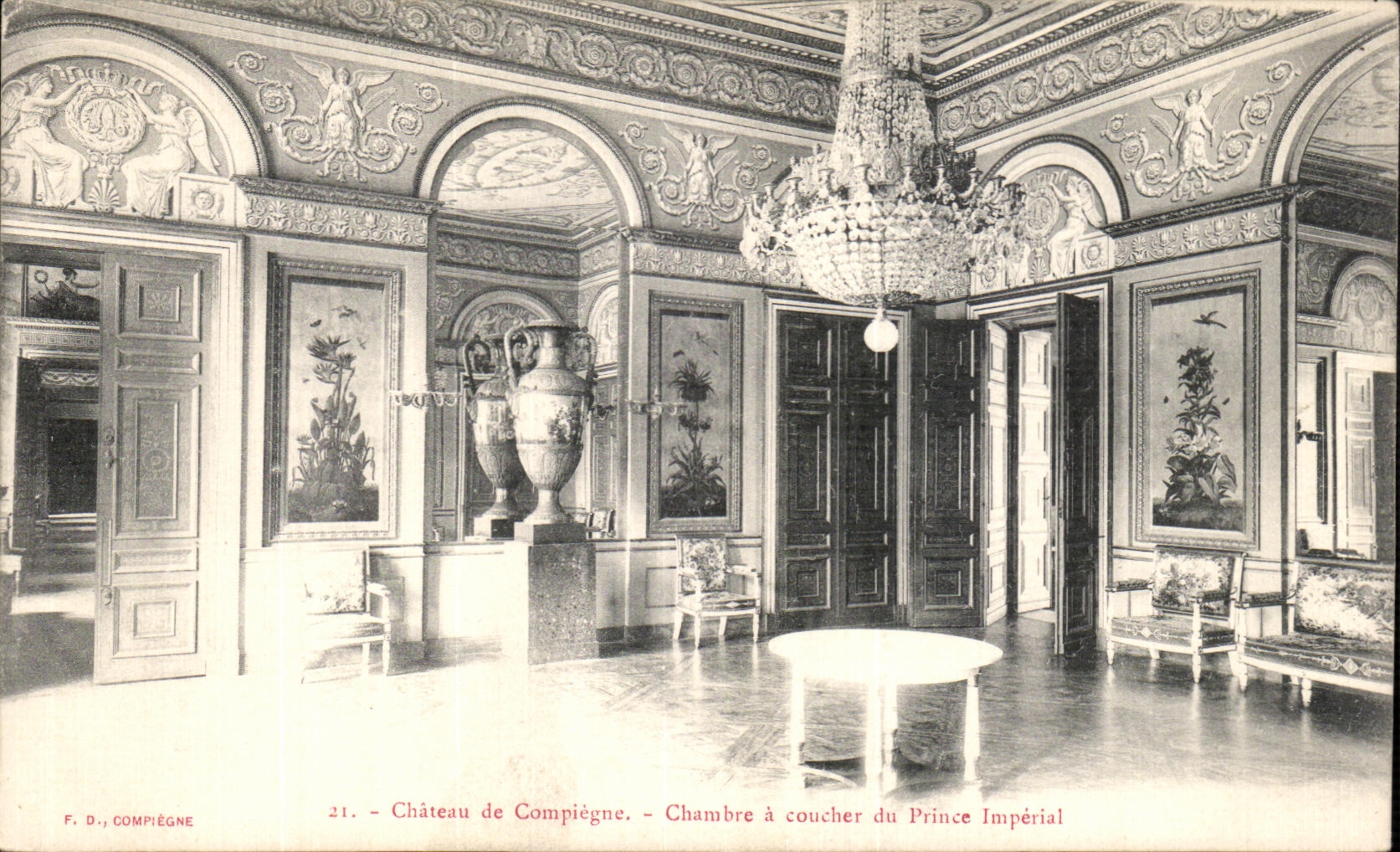 VINTAGE POSTCARD Castle of Compiegne Chambre has Coucher of Prince Imperial