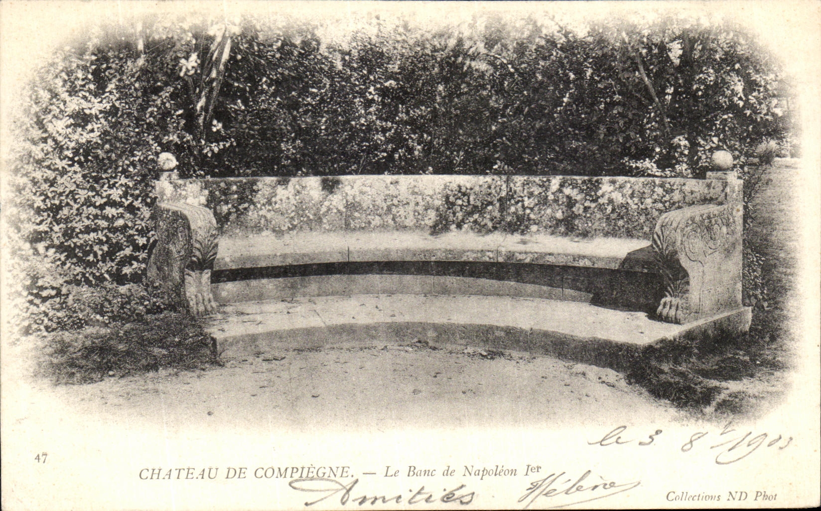 VINTAGE POSTCARD Castle Of Compiegne the Bench of Napoleon 1st
