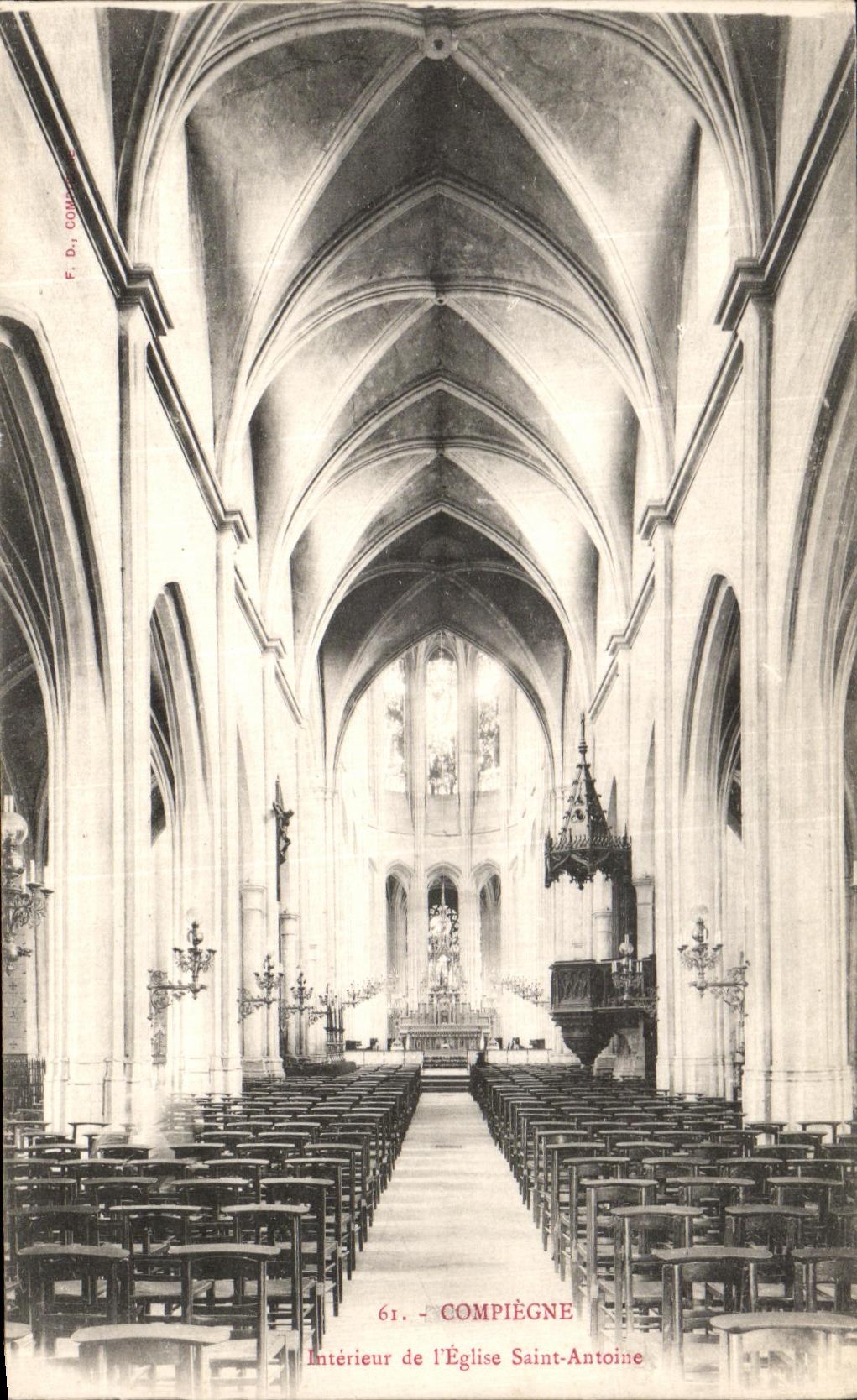 VINTAGE POSTCARD Interior Compiegne of L Church Saint Antoine